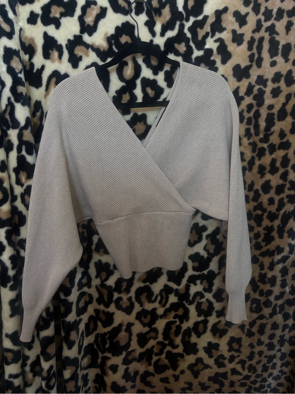 Love Tree Light Gray Wrap V-Neck Sweater